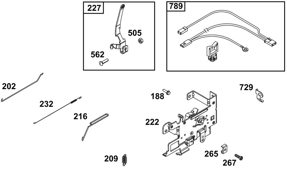 Controls Group Diagram and Parts List for 31S977-0012-B5 200000 - 399999 Briggs and Stratton Engine